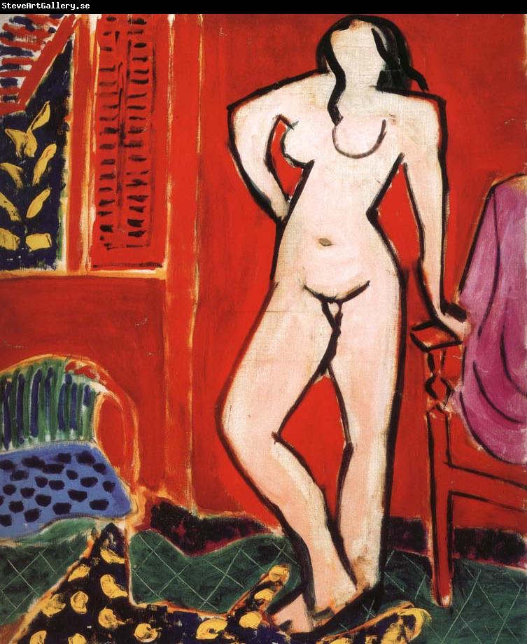 Henri Matisse Nude in front of a red background